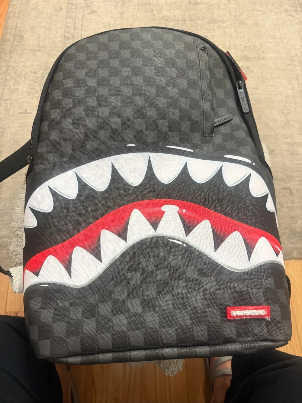 Sprayground Sharks In Paris Balloon Backpack Unisex Black Shoulder Strap SPR245